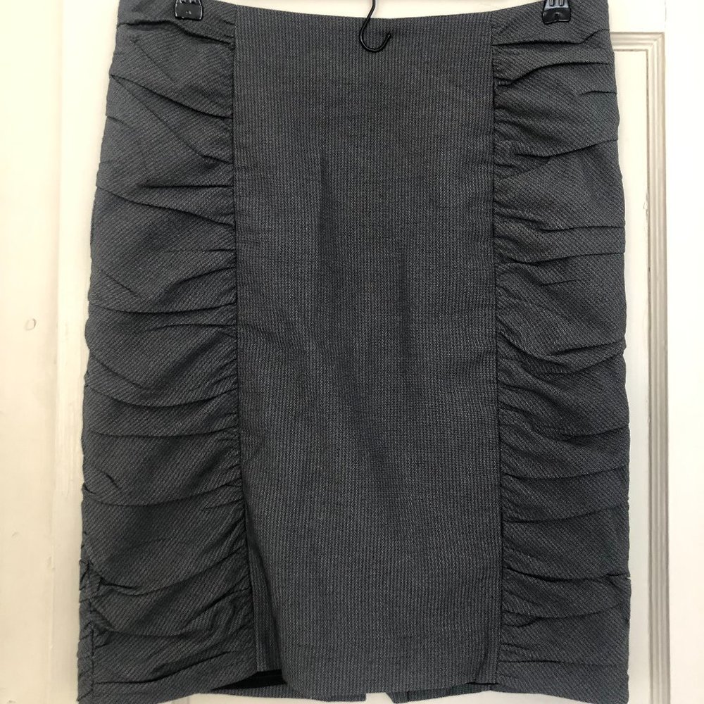 Anthropologie Cartonnier Gray Ruched Pencil Skirt Size 6